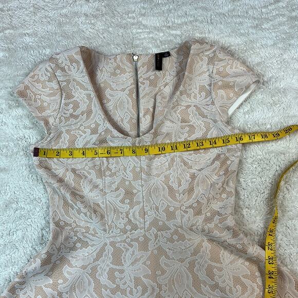 Want and Need Champaign lace overlay fit and flare dress, size med - Picture 5 of 9